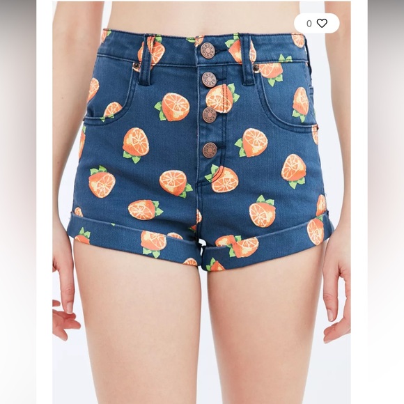 Urban Outfitters BDG Pinup Rolled Hem High-Rise Short Navy Oranges Size 25 - Picture 5 of 14